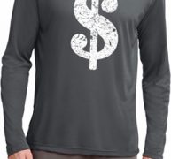 Mens Funny Shirt Distressed Dollar Sign Dry Wicking Long Sleeve TShirt