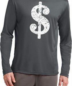 Mens Funny Shirt Distressed Dollar Sign Dry Wicking Long Sleeve TShirt