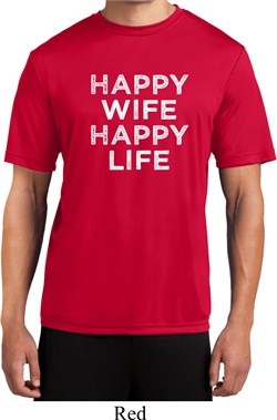 Mens Funny Shirt Happy Wife Happy Life Moisture Wicking Tee