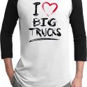 Mens Funny Shirt I Love Big Trucks Raglan Tee T-Shirt