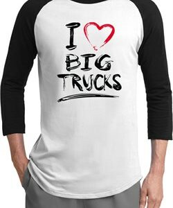 Mens Funny Shirt I Love Big Trucks Raglan Tee T-Shirt