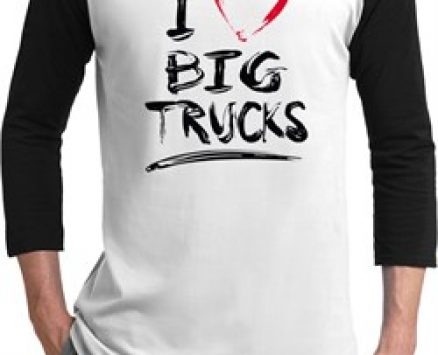 Mens Funny Shirt I Love Big Trucks Raglan Tee T-Shirt