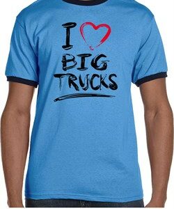 Mens Funny Shirt I Love Big Trucks Ringer Tee T-Shirt