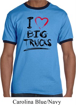 Mens Funny Shirt I Love Big Trucks Ringer Tee T-Shirt