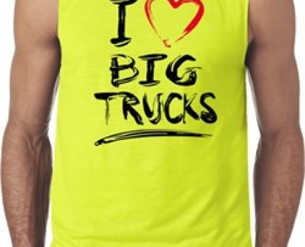 Mens Funny Shirt I Love Big Trucks Sleeveless Tee T-Shirt