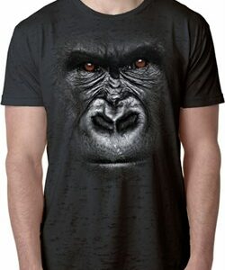 Mens Gorilla Shirt Big Gorilla Face Burnout T-Shirt