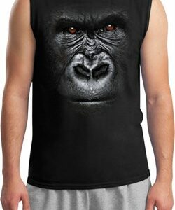 Mens Gorilla Shirt Big Gorilla Face Muscle Tee T-Shirt