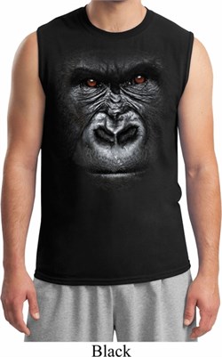 Mens Gorilla Shirt Big Gorilla Face Muscle Tee T-Shirt