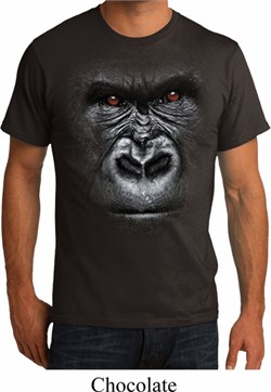 Mens Gorilla Shirt Big Gorilla Face Organic T-Shirt