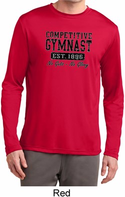 Mens Gymnastics Shirt Competitive Gymnast Dry Wicking Long Sleeve