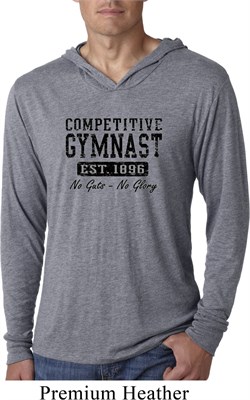 Mens Gymnastics Shirt Competitive Gymnast Lightweight Hoodie Tee Shirt