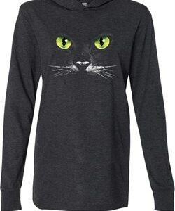 Mens Halloween Shirt Black Cat Lightweight Hoodie Tee