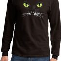 Mens Halloween Shirt Black Cat Long Sleeve Tee T-Shirt