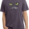 Mens Halloween Shirt Black Cat Pigment Dyed Tee T-Shirt