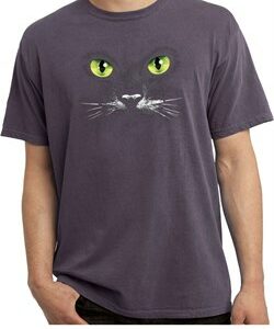 Mens Halloween Shirt Black Cat Pigment Dyed Tee T-Shirt