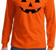 Mens Halloween Shirt Black Jack O Lantern Long Sleeve Tee T-Shirt