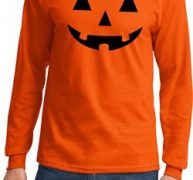 Mens Halloween Shirt Black Jack O Lantern Long Sleeve Tee T-Shirt