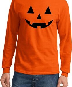 Mens Halloween Shirt Black Jack O Lantern Long Sleeve Tee T-Shirt