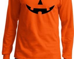 Mens Halloween Shirt Black Jack O Lantern Long Sleeve Tee T-Shirt