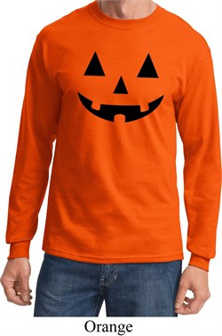 Mens Halloween Shirt Black Jack O Lantern Long Sleeve Tee T-Shirt