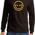 Mens Halloween Shirt Evil Smiley Face Long Sleeve Tee T-Shirt