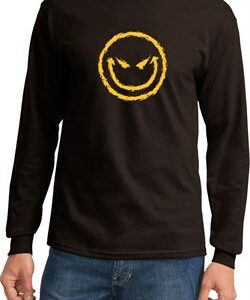 Mens Halloween Shirt Evil Smiley Face Long Sleeve Tee T-Shirt