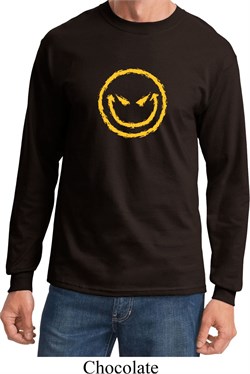 Mens Halloween Shirt Evil Smiley Face Long Sleeve Tee T-Shirt