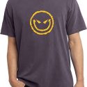 Mens Halloween Shirt Evil Smiley Face Pigment Dyed Tee T-Shirt