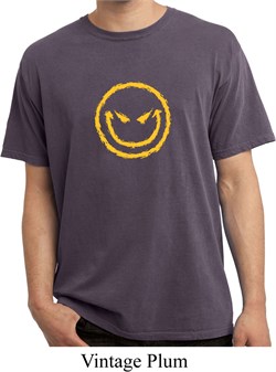 Mens Halloween Shirt Evil Smiley Face Pigment Dyed Tee T-Shirt