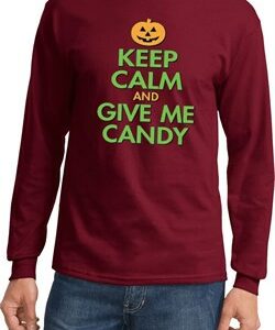 Mens Halloween Shirt Give Me Candy Long Sleeve Tee T-Shirt