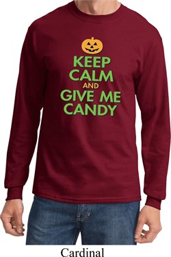 Mens Halloween Shirt Give Me Candy Long Sleeve Tee T-Shirt