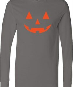 Mens Halloween Shirt Orange Jack O Lantern Lightweight Hoodie Tee