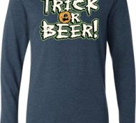 Mens Halloween Shirt Trick Or Beer Lightweight Hoodie Tee