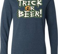 Mens Halloween Shirt Trick Or Beer Lightweight Hoodie Tee