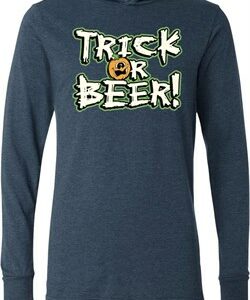 Mens Halloween Shirt Trick Or Beer Lightweight Hoodie Tee