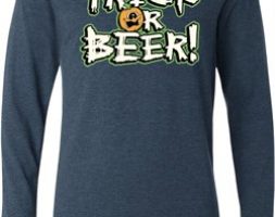 Mens Halloween Shirt Trick Or Beer Lightweight Hoodie Tee