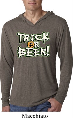 Mens Halloween Shirt Trick Or Beer Lightweight Hoodie Tee T-Shirt