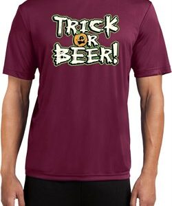 Mens Halloween Shirt Trick Or Beer Moisture Wicking Tee T-Shirt