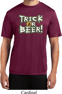 Mens Halloween Shirt Trick Or Beer Moisture Wicking Tee T-Shirt