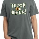 Mens Halloween Shirt Trick Or Beer Pigment Dyed Tee T-Shirt