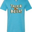 Mens Halloween Shirt Trick Or Beer Tri Blend V-neck Tee T-Shirt