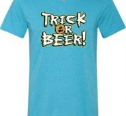 Mens Halloween Shirt Trick Or Beer Tri Blend V-neck Tee T-Shirt