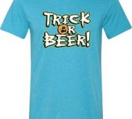 Mens Halloween Shirt Trick Or Beer Tri Blend V-neck Tee T-Shirt