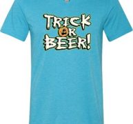 Mens Halloween Shirt Trick Or Beer Tri Blend V-neck Tee T-Shirt
