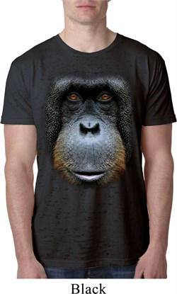 Mens Orangutan Shirt Big Orangutan Face Burnout T-Shirt