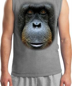 Mens Orangutan Shirt Big Orangutan Face Muscle Tee T-Shirt