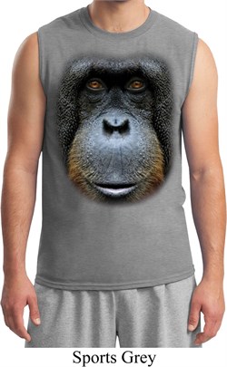 Mens Orangutan Shirt Big Orangutan Face Muscle Tee T-Shirt