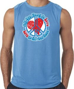 Mens Peace Shirt All You Need is Love Sleeveless Tee T-Shirt