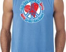Mens Peace Shirt All You Need is Love Sleeveless Tee T-Shirt