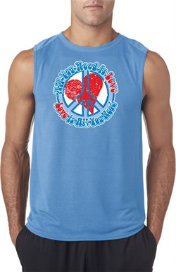 Mens Peace Shirt All You Need is Love Sleeveless Tee T-Shirt